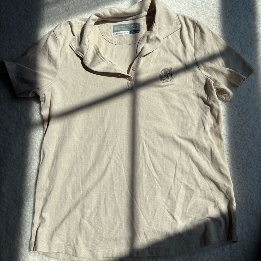 FIGHTING SUIX *RARE* Cutter & Buck Beige Short Sleeve Polo